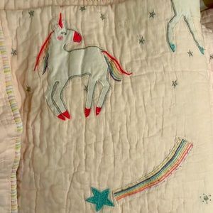 Pottery Barn Kids Twin Pink unicorn quilt & Sham